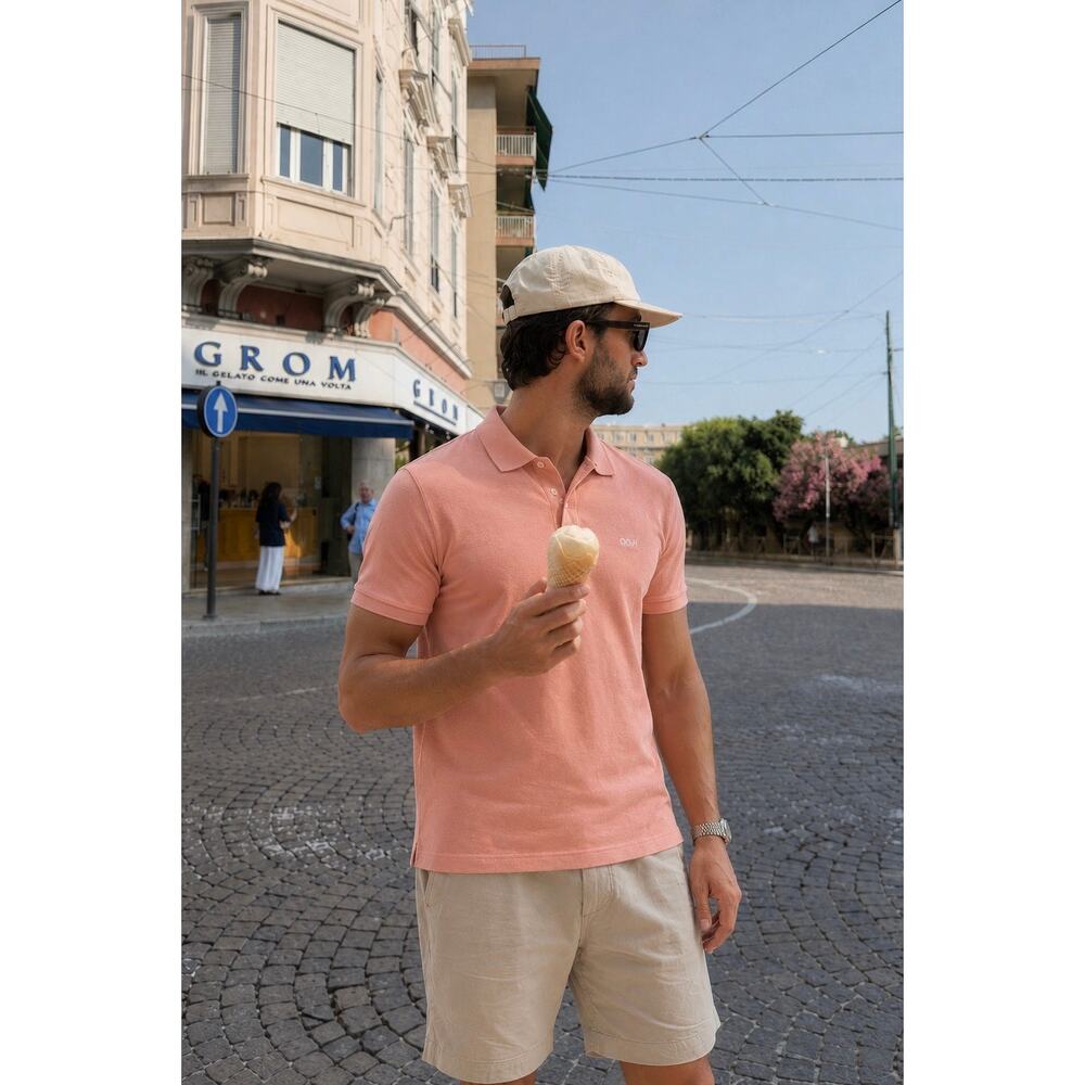 Hugo Boss Peach Cotton Polo Shirt | Classic Fit Summer Staple Resort Preppy NEW